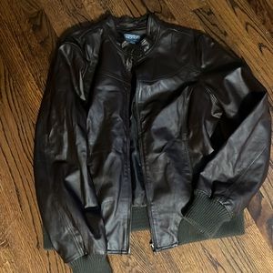 Women’s Brown Leather Motorcycle Style Jacket Size L